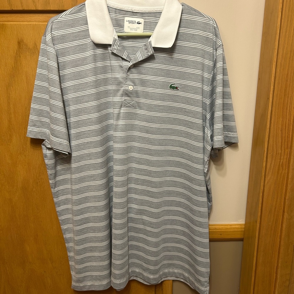 Lacoste Men's Gray Striped Polo Shirt